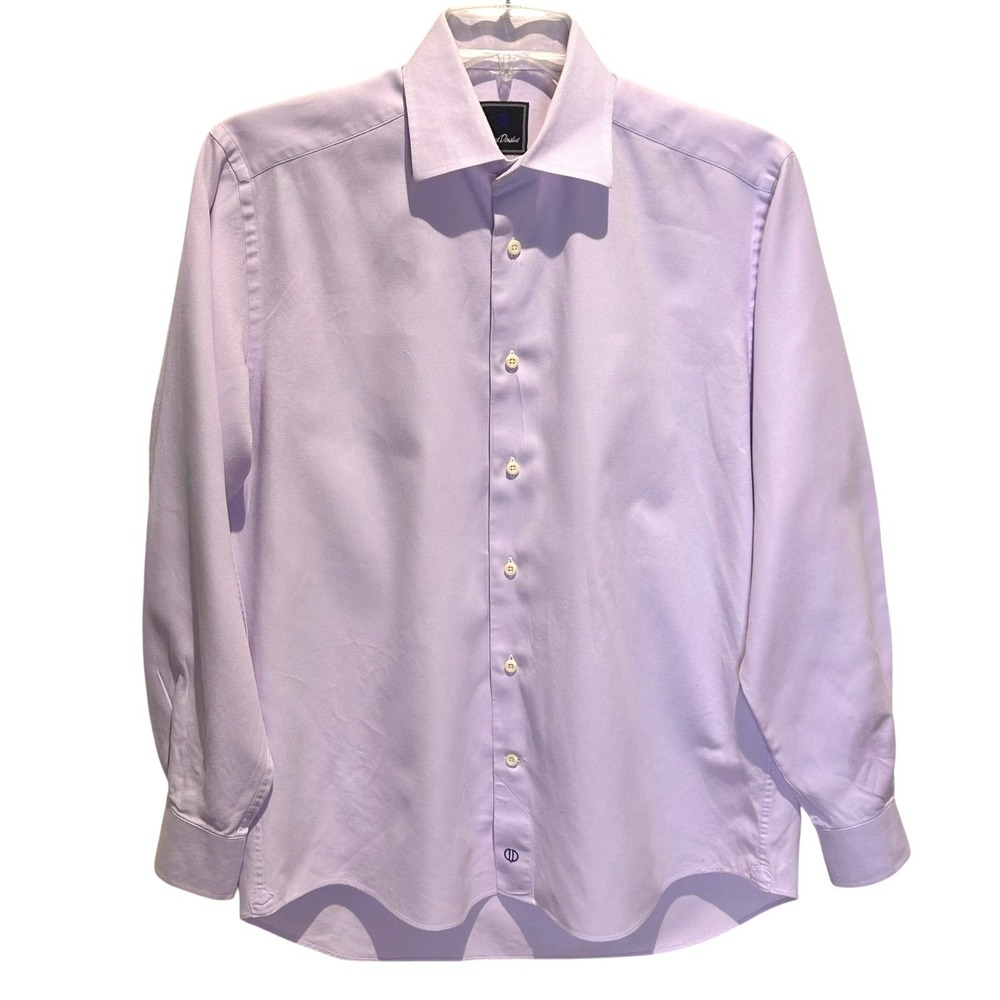 David Donahue Lavender Dress‎ Shirt 15.5 35 Cotton Mens Classic Fit Boardroom